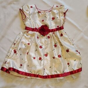 George Cream and Red Floral Kids Dress